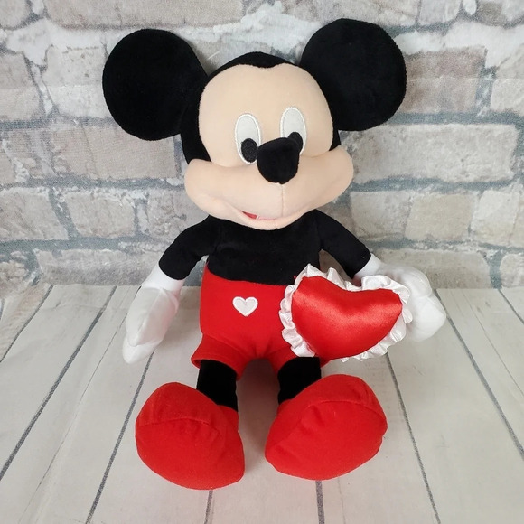 Disney Mickey Mouse Plush Valentine Heart 13" Tall - Picture 1 of 9